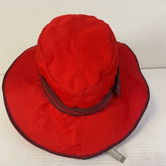 Nordstrom Red Wide Brim Canvas Sun Hat W/ Ribbon Band OS - Picture 4 of 7